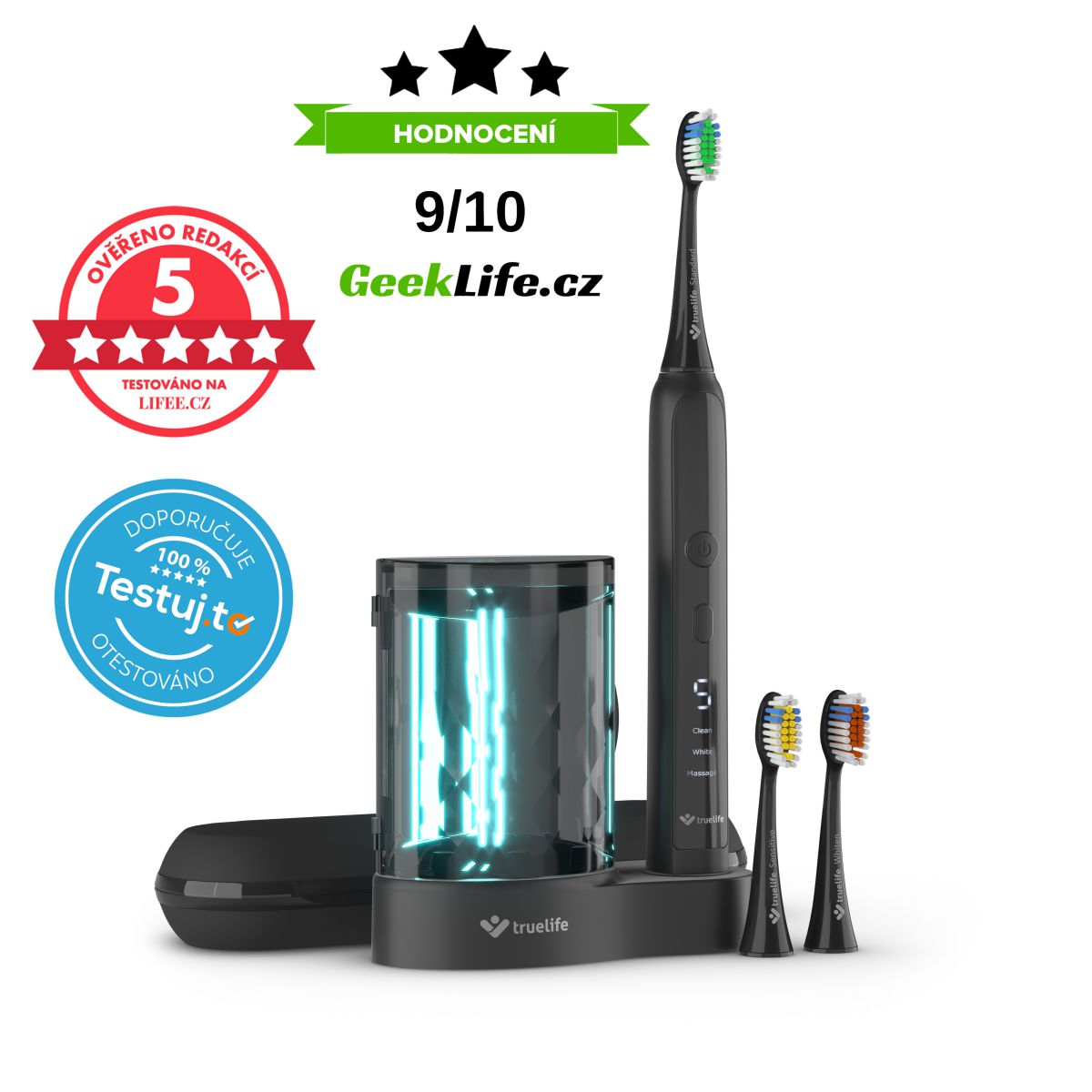 TrueLife SonicBrush K150 UV - Sonický zubní kartáček s 15 čistícími módy a UV sterilizátorem